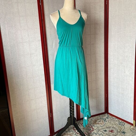 Bobi Turquoise Asymmetrical Dress with Strappy Back (Size: XS) - Picture 5 of 13